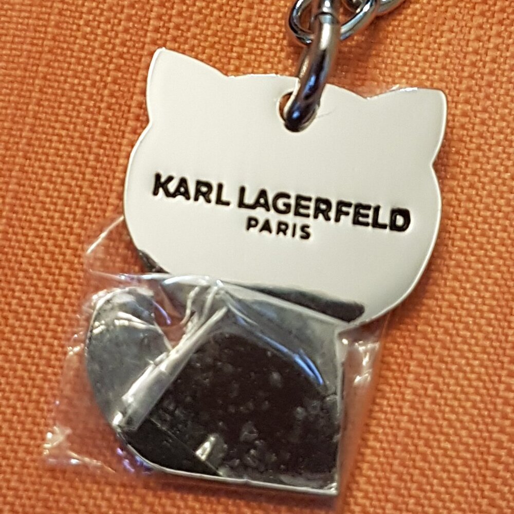Karl Lagerfeld silver and white color Cat Keychain